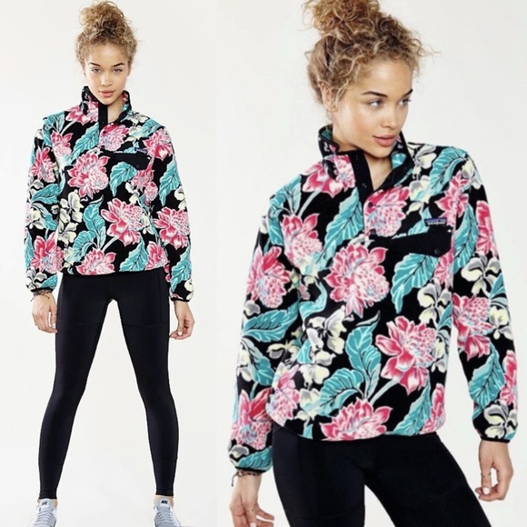 Patagonia Tops Patagonia Manoa Hawaiian Floral Synchilla Pullover Fleece Poshmark
